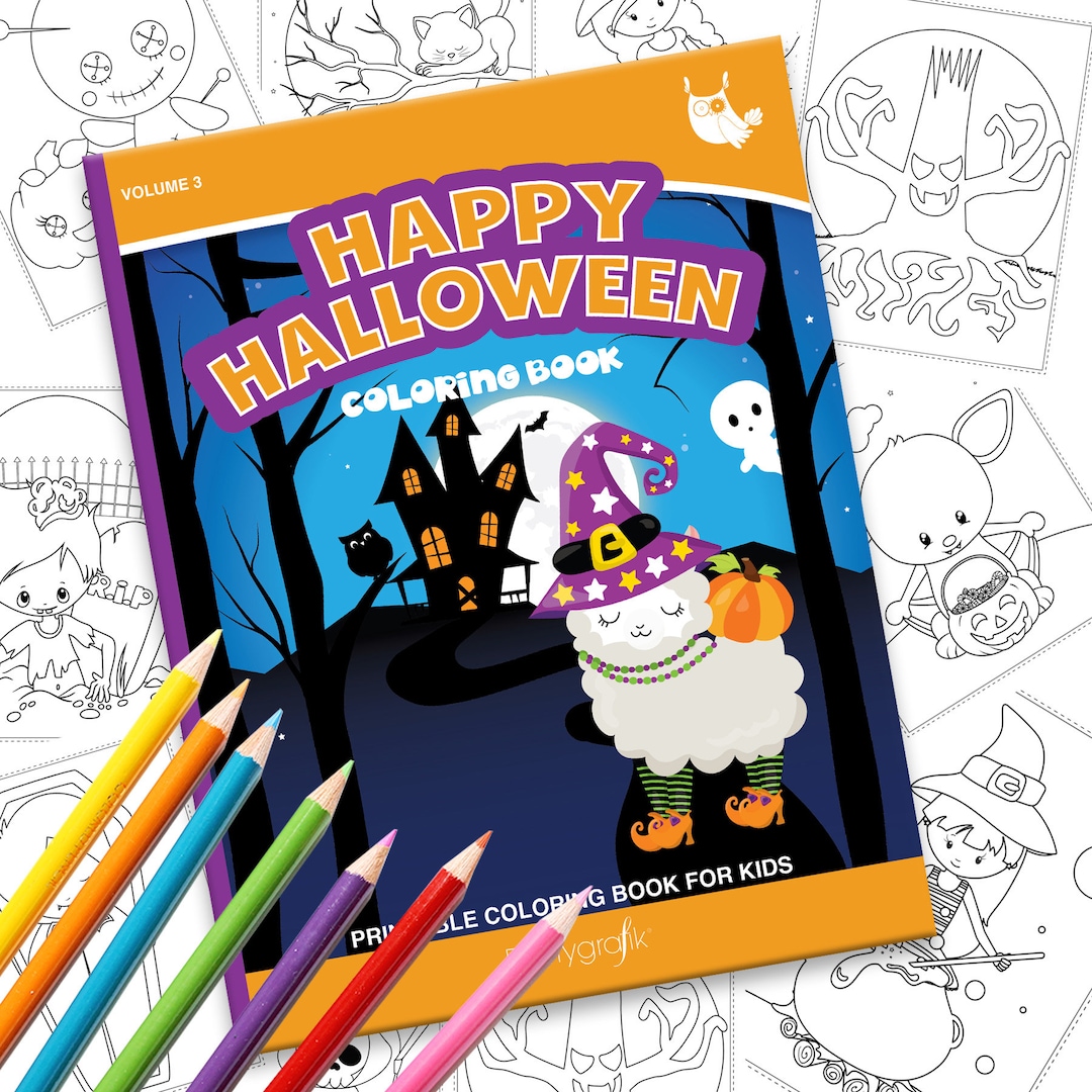 Halloween Coloring Book, Printable Colouring Book, Halloween Colouring