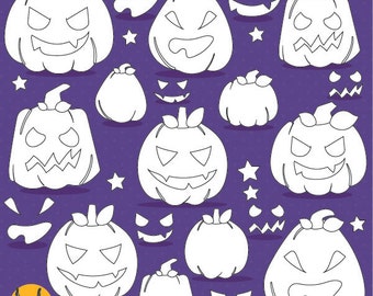 Halloween pumpkins digital stamp commercial use, vector graphics, digital stamp, stamps - DS1005