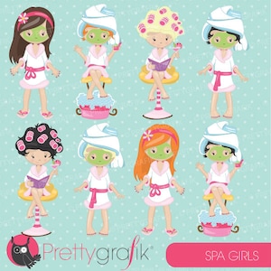 Spa girls party clipart for scrapbooking, commercial use, vector graphics, digital clip art, images, slumber party CL694 image 4