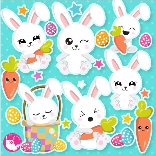 Easter bunny rabbits clipart, clipart commercial use, vector graphics, digital clip art, digital images - CL1240