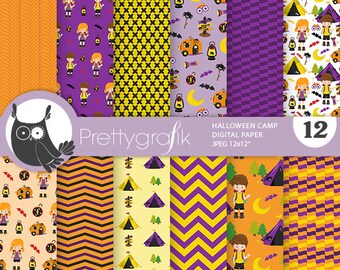 Halloween Camp,  patterns, commercial use, scrapbook papers, background - PS1241