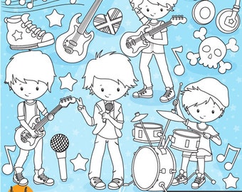 Boy rock band stamps digital stamp commercial use, vector graphics, digital stamp  - DS812