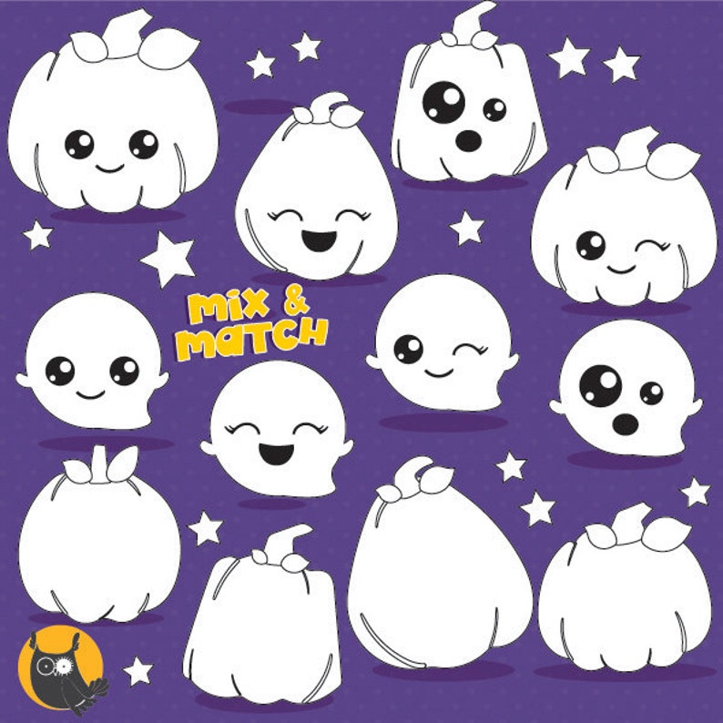 Halloween pumpkins digital stamp commercial use, vector graphics, digital stamp, stamps DS1006 image 1