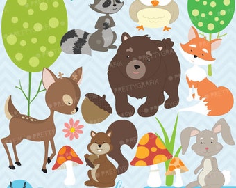 woodland animals clipart commercial use, vector graphics, digital clip art, digital images - CL576