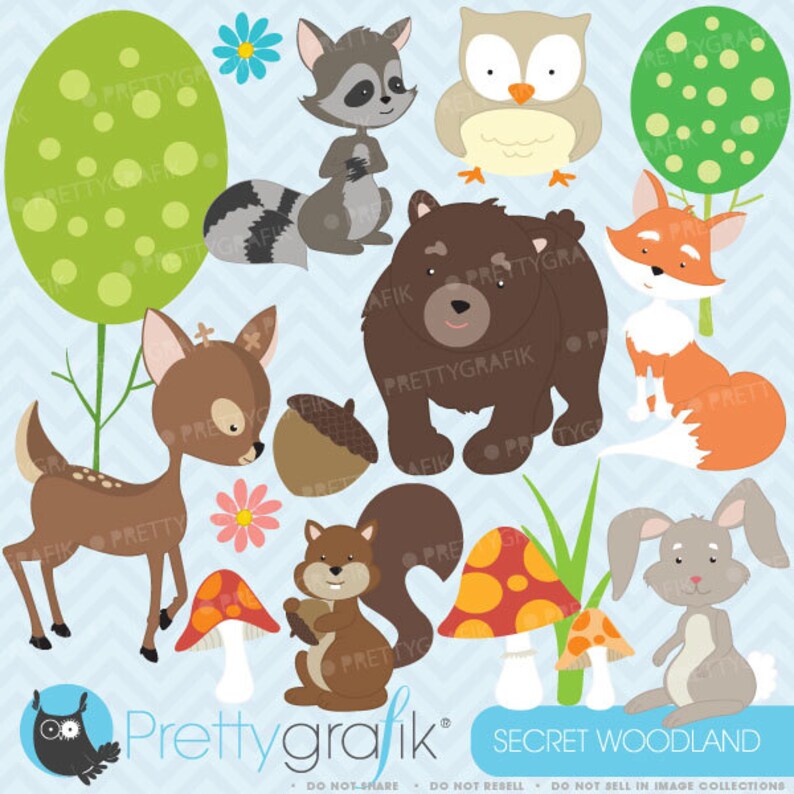 woodland animals clipart commercial use, vector graphics, digital clip art, digital images CL576 image 1