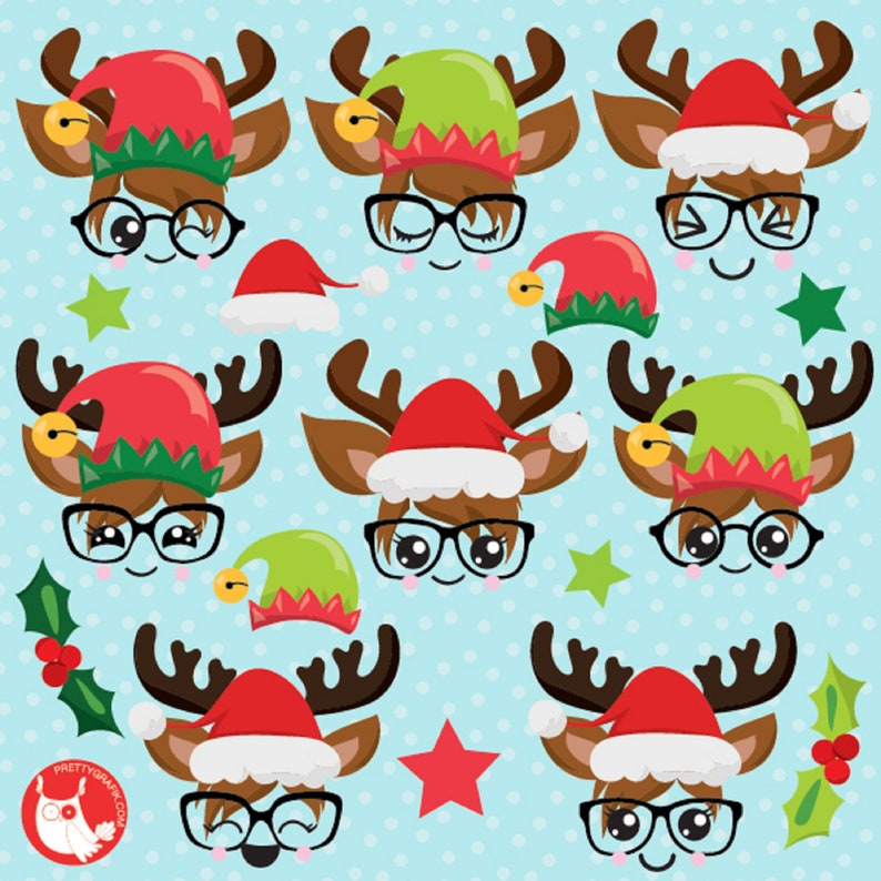 Christmas Reindeer for scrapbooking, commercial use, vector graphics, digital clip art, images, CL1300 image 1