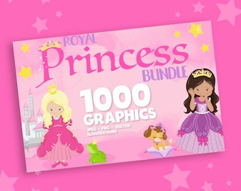 Royal Princess bundle graphic set,  love clipart commercial use, Princess clipart, vector graphics, digital images