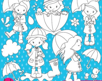 April showers clipart commercial use, rainy day, graphics, digital clip art, digital images - DS825