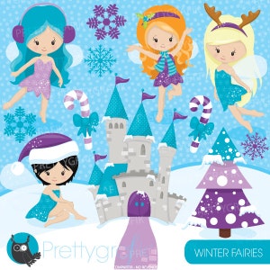 Winter fairies characters clipart commercial use, vector graphics, digital clip art - CL605