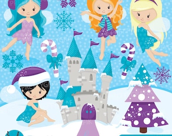 Winter fairies characters clipart commercial use, vector graphics, digital clip art - CL605