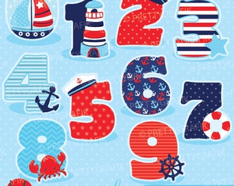 Nautical numbers clipart, clipart commercial use, vector graphics, digital clip art, digital images - CL904