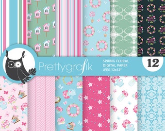 Spring Floral,  patterns, commercial use, scrapbook papers, background - PS1192