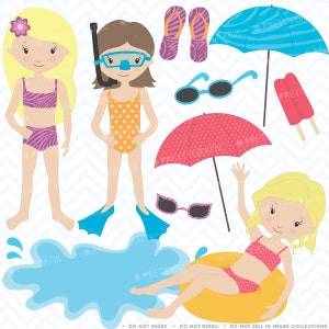 pool party clipart commercial use, vector graphics, digital clip art, digital images CL450 image 3