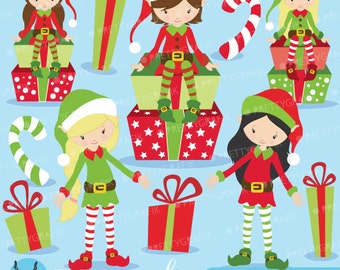 Christmas Elves clipart commercial use, vector graphics, digital clip art, digital images  - CL598