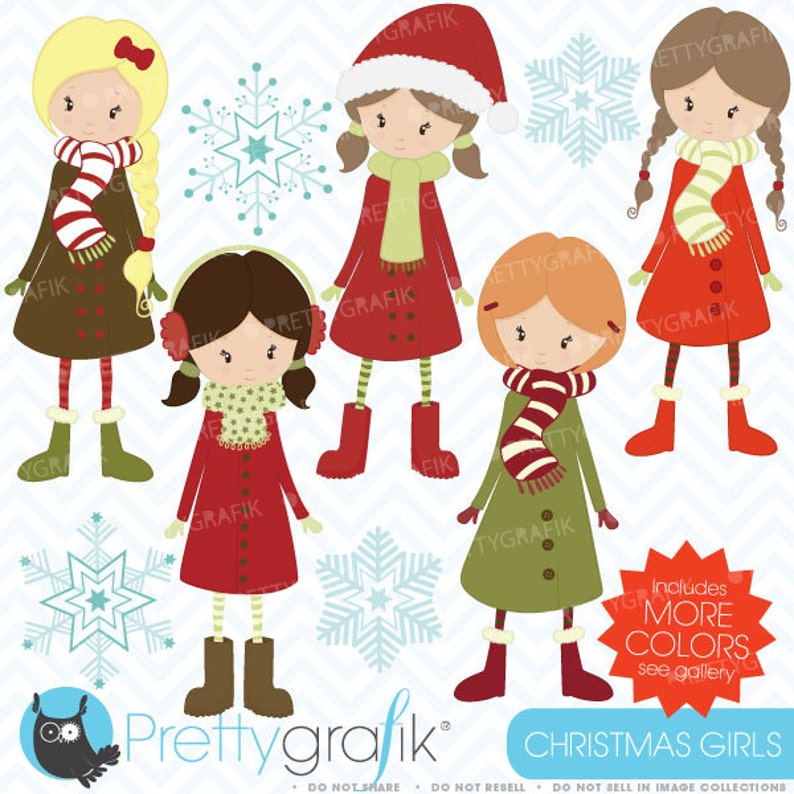 winter christmas girls clipart commercial use, vector graphics, digital clip art, digital images CL443 image 1