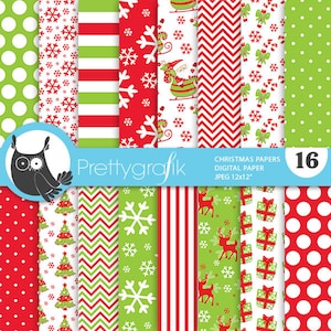 Christmas digital paper, classic christmas papers commercial use, scrapbook papers, scrapbooking papers - PS771