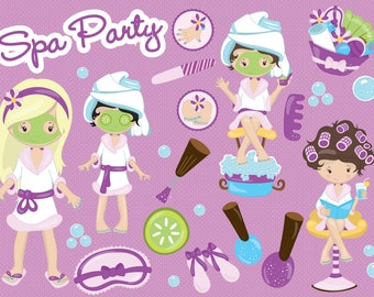 Spa girls clipart for party printables, png, graphics, printable, commercial use, instant download