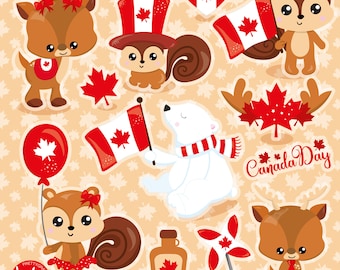 Canada Day Animals, clipart, clipart commercial use,  vector graphics,  clip art, digital images - CL1461