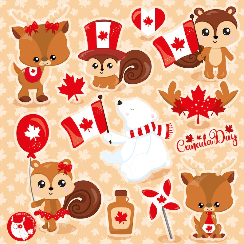 Canada Day Animals, clipart, clipart commercial use, vector graphics, clip art, digital images CL1461 image 1