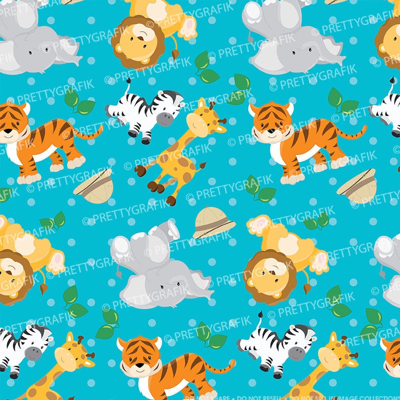 Safari animals digital paper, commercial use, scrapbook patterns, background PS652 image 3