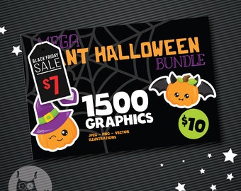 Halloween BUNDLE graphic set,  Halloween clipart commercial use, fall clipart, vector graphics, digital images