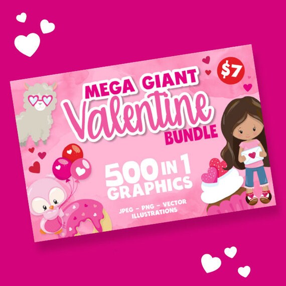 Valentine mega BUNDLE graphic set, commercial use, valentine clipart, love vector graphics, digital images - prettygrafik Il_570xn