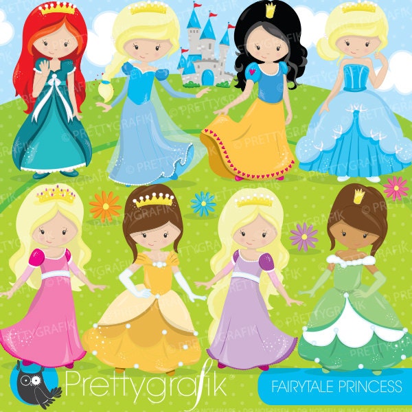 Fairytale princess clipart for scrapbooking,  commercial use, vector graphics, digital clip art, party princess - CL857