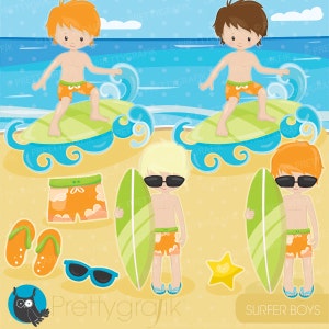 Surfer boys clipart, clipart commercial use, beach vector graphics, surf digital clip art, digital images CL903 image 2