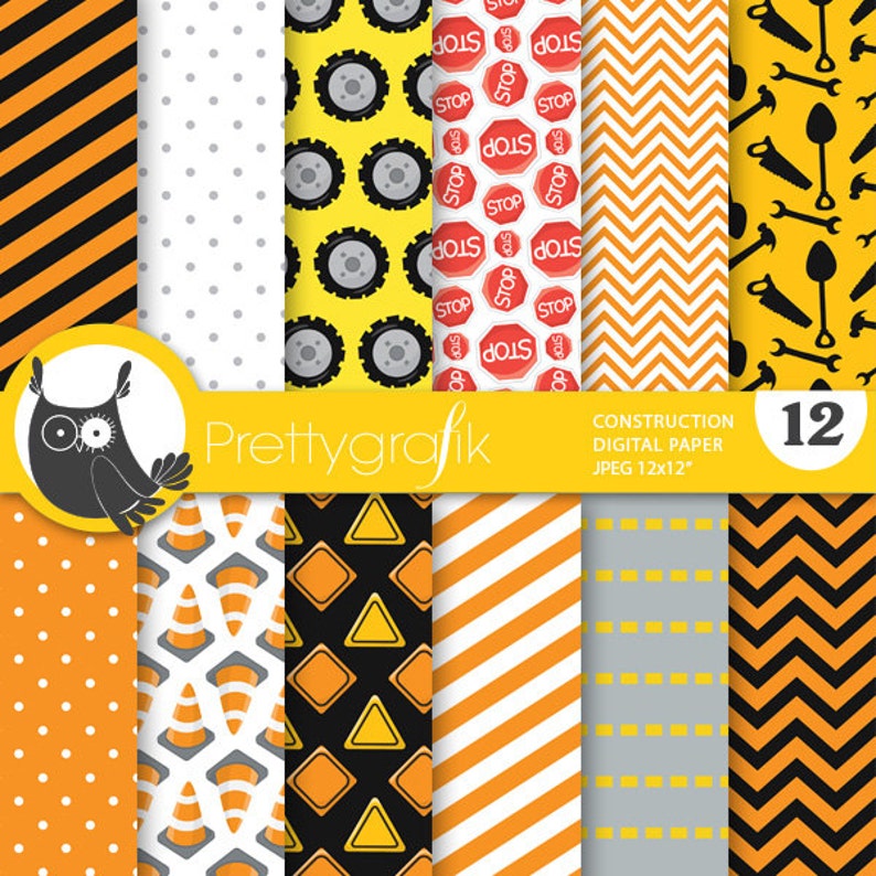 Construction Digital Paper Commercial Use Scrapbook Papers Etsy