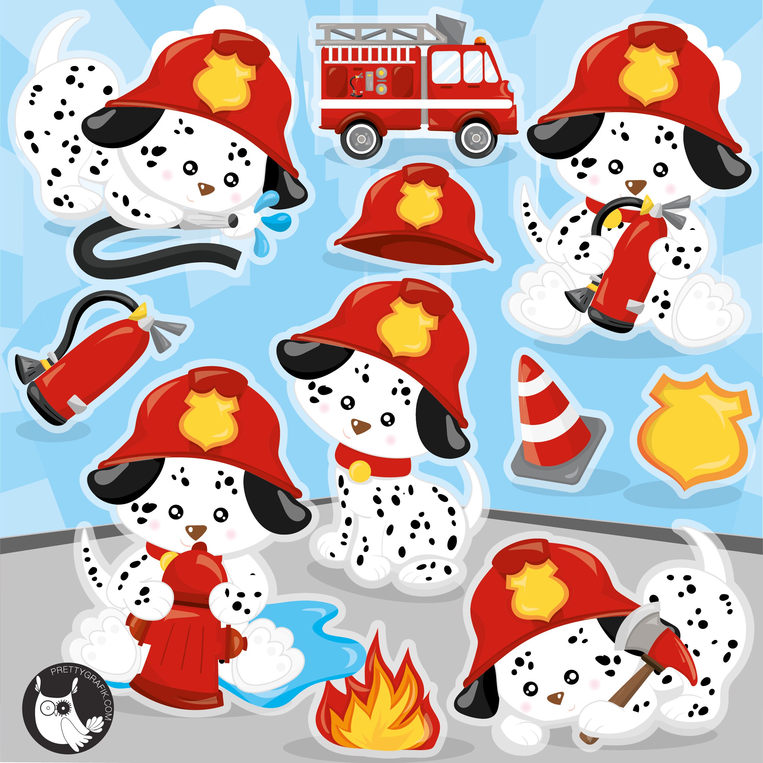 Firefighter Dogs Clipart Clipart Commercial Use Vector - Etsy