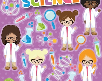 Scientist Girl, clipart, clipart commercial use,  vector graphics,  clip art, digital images - CL1359