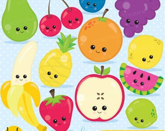 Fruit clipart characters clipart commercial use, fruit vector graphics, digital clip art, digital images - CL900