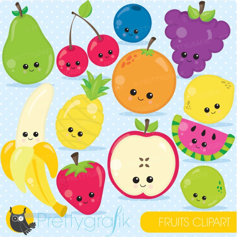 Fruit clipart characters clipart commercial use, fruit vector graphics, digital clip art, digital images CL900 image 1