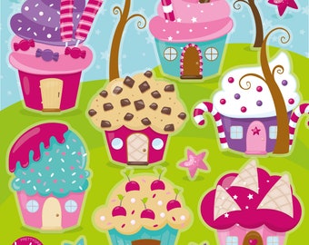 Cupcake House, clipart, clipart commercial use,  vector graphics,  clip art, digital images - CL1799