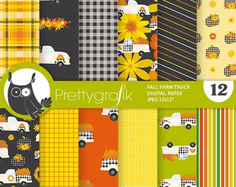 Fall Farm Truck*,  patterns, commercial use, scrapbook papers, background - PS1142