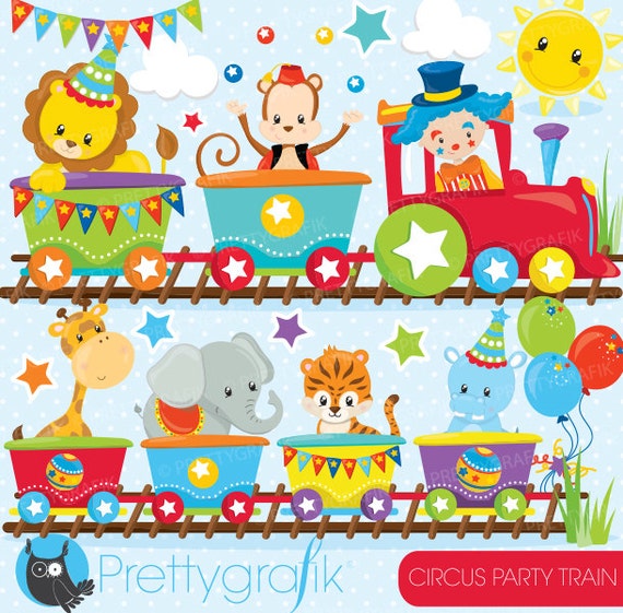 BUY 20 GET 10 OFF Circus party train clipart commercial use, Fun party train vector graphics, digital clip art, digital images - CL854 Il_570xn
