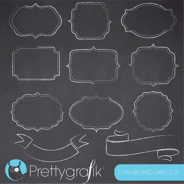 Chalkboard labels and frames clipart commercial use, vector graphics, digital clip art, digital images - CL687