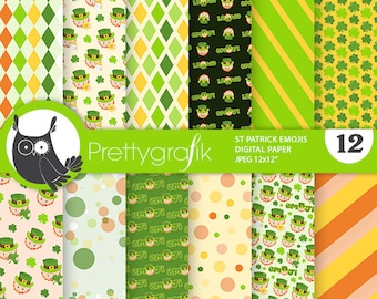 St. Patrick Emojis,  patterns, commercial use, scrapbook papers, background - PS1283
