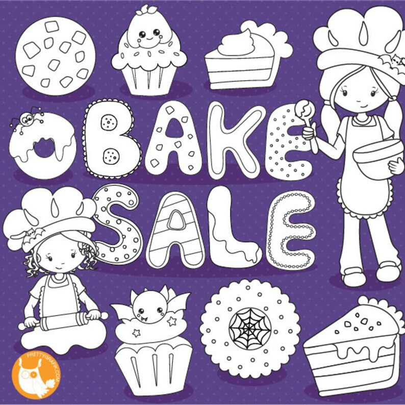 Halloween baking digital stamp commercial use, vector graphics, digital stamp, DS1025 image 1