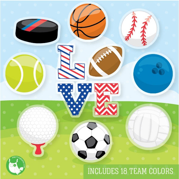 Sports love clipart commercial use, football vector graphics, fan digital clip art,  digital images - CL1089