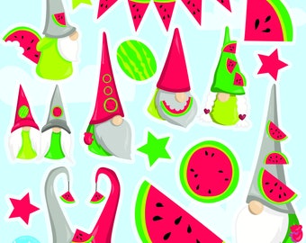 Watermelon Gnomes clipart commercial use,  vector graphics,  digital clip art,  digital images - CL1262