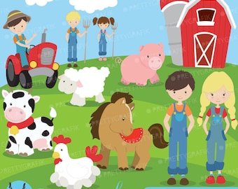 Farm animals and friends clipart commercial use, vector graphics, digital clip art, digital images  - CL614