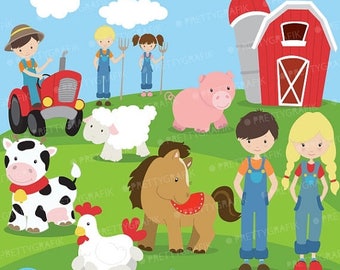 80% OFF SALE Farm animals and friends clipart commercial use, vector graphics, digital clip art, digital images - CL614