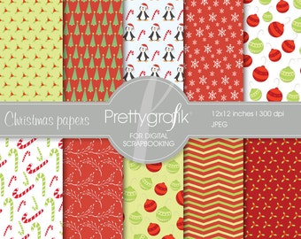 Christmas digital paper, commercial use, scrapbook papers, background - PS557