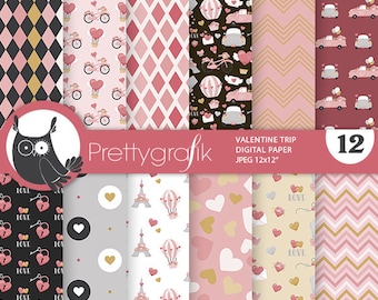 Valentine Trip,  patterns, commercial use, scrapbook papers, background - PS1178