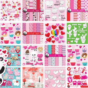 Be my Valentine BUNDLE graphic set, love clipart commercial use, Valentine's day clipart, vector graphics, digital images image 2