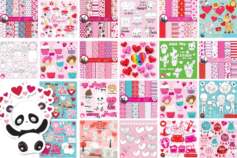 Be my Valentine BUNDLE graphic set, love clipart commercial use, Valentine's day clipart, vector graphics, digital images image 2