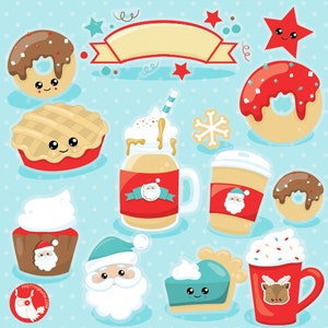 Christmas clipart commercial use, coco vector graphics, christmas drinks digital clip art, christmas treats CL1031 image 2