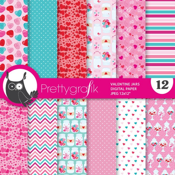 BUY 20 GET 10 OFF - Valentine jars digital paper, commercial use, scrapbook papers, mason jars background - PS881 Il_570xn