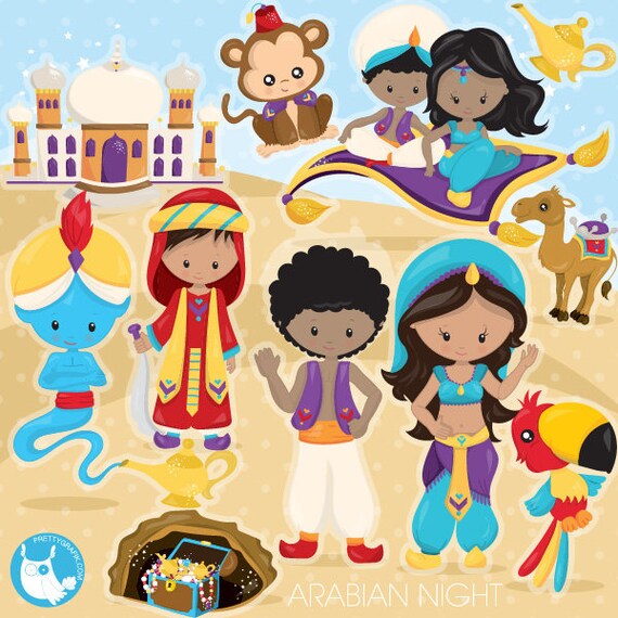 BUY 20 GET 10 OFF - Aladdin clipart commercial use, princess vector graphics, arabian nights clip art, african american, images - CL1100 Il_570xn